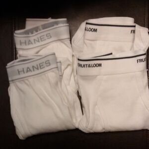 NEW Fruit of the Loom & HANES White Men's Briefs